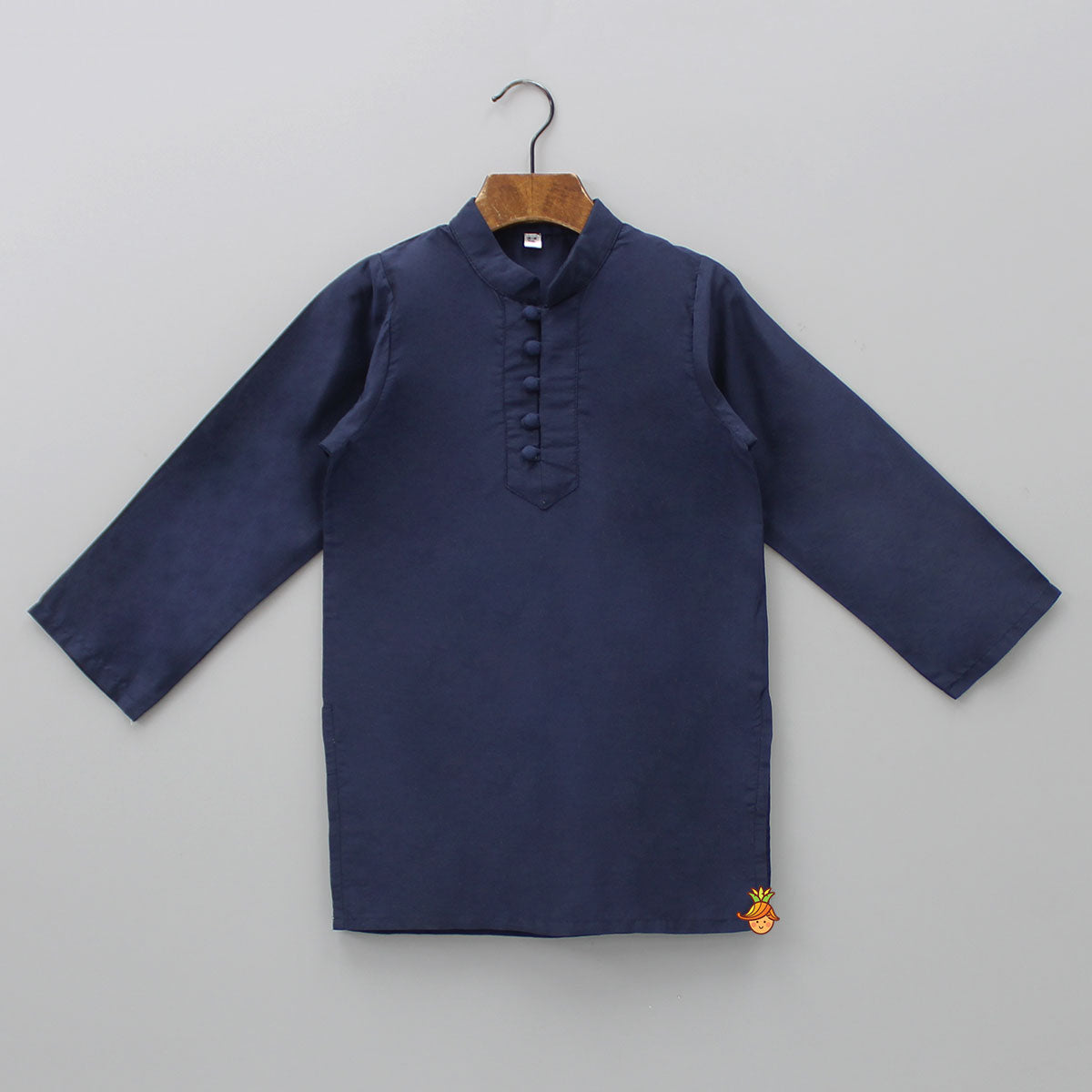 Pre Order: Blue Kurta With Chevron Printed Jacket And Pyjama