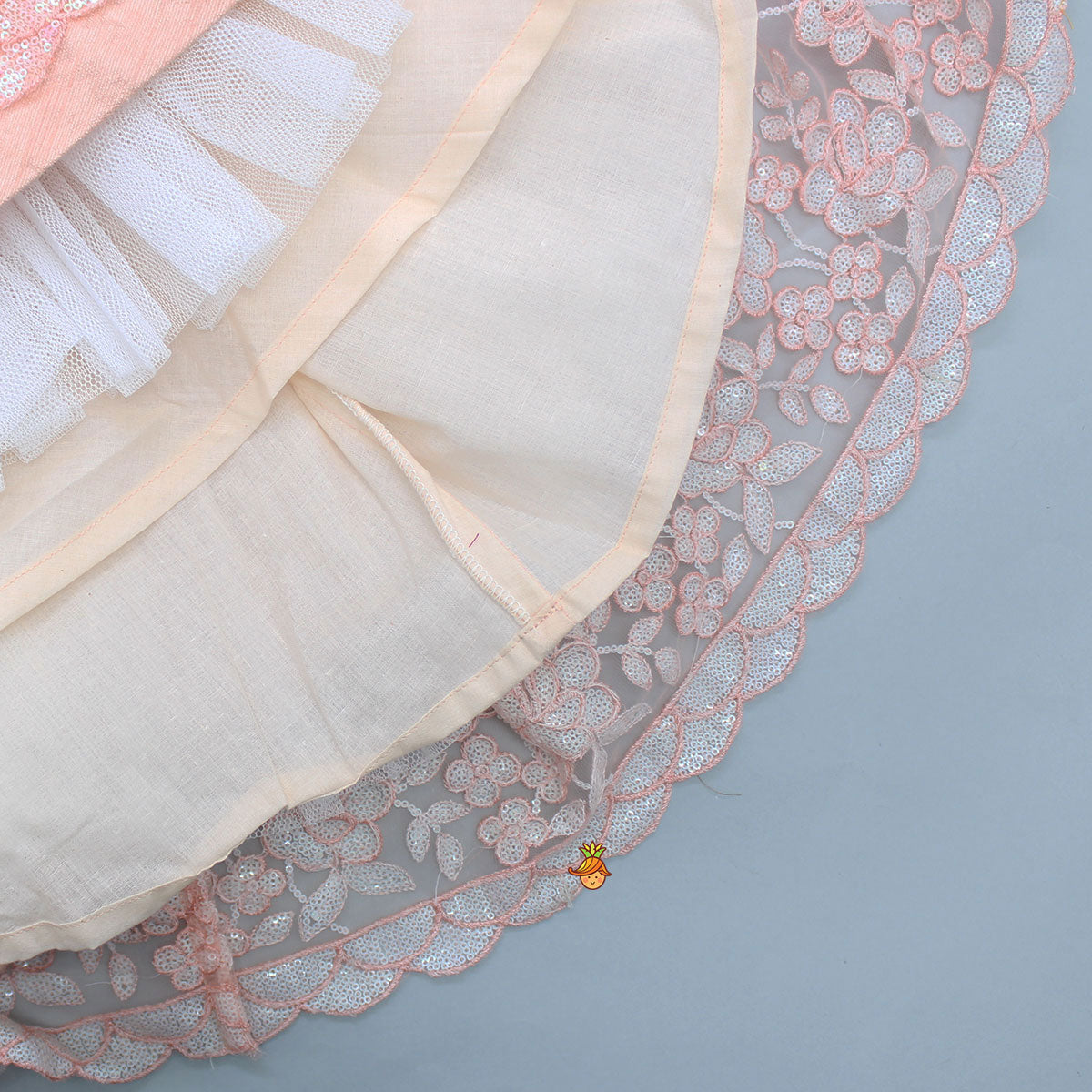 Elegant Peach Drape Top And Heavy Sequins Embroidered Lehenga