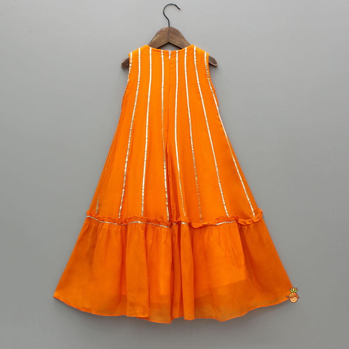 Pre Order: Elegant Shiny Orange Flared Anarkali With Matching Dupatta