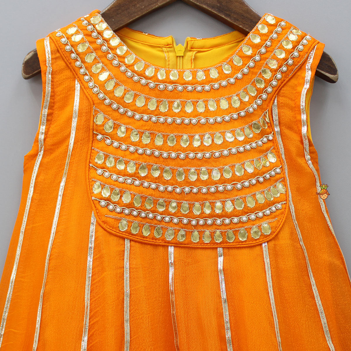 Pre Order: Elegant Shiny Orange Flared Anarkali With Matching Dupatta