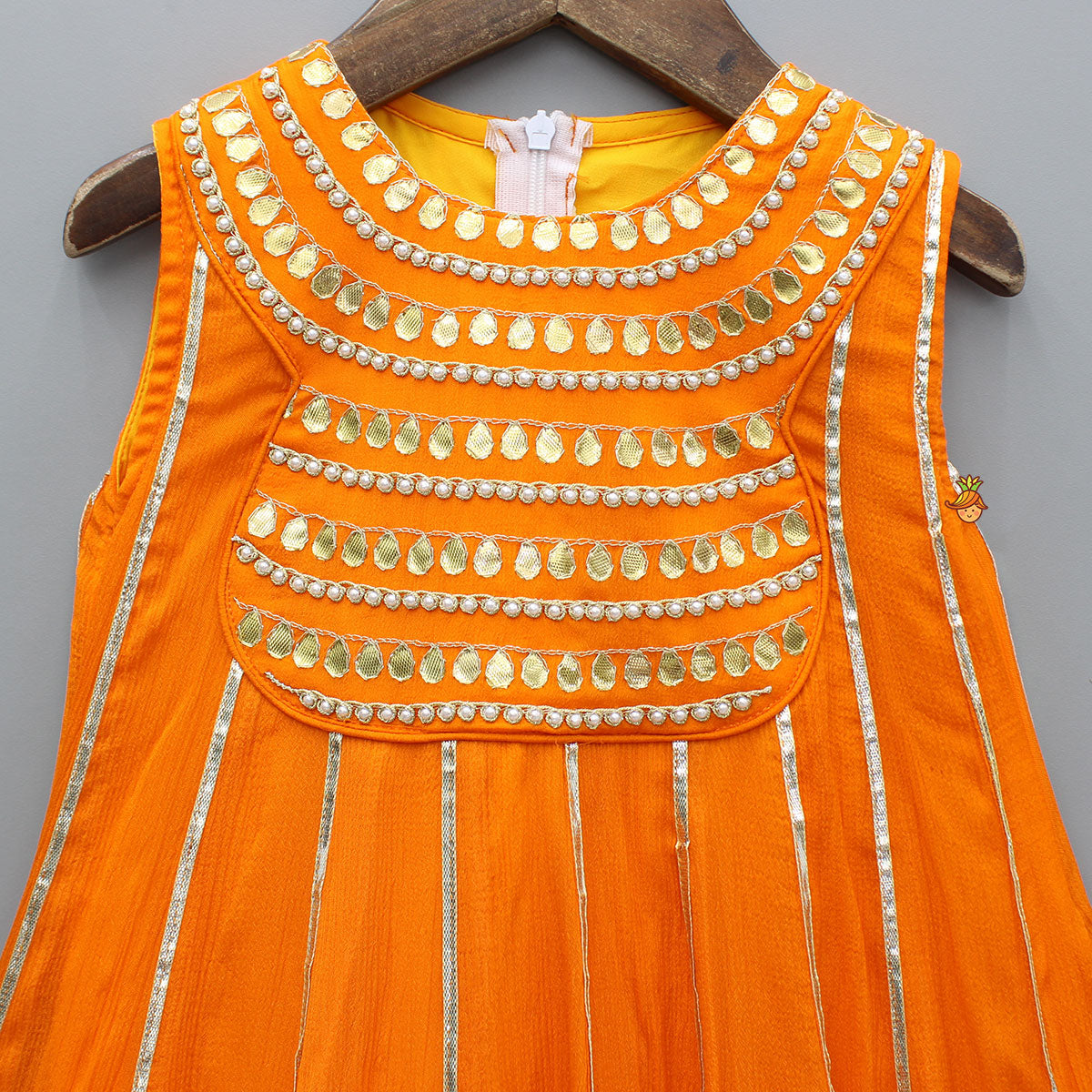 Pre Order: Elegant Shiny Orange Flared Anarkali With Matching Dupatta