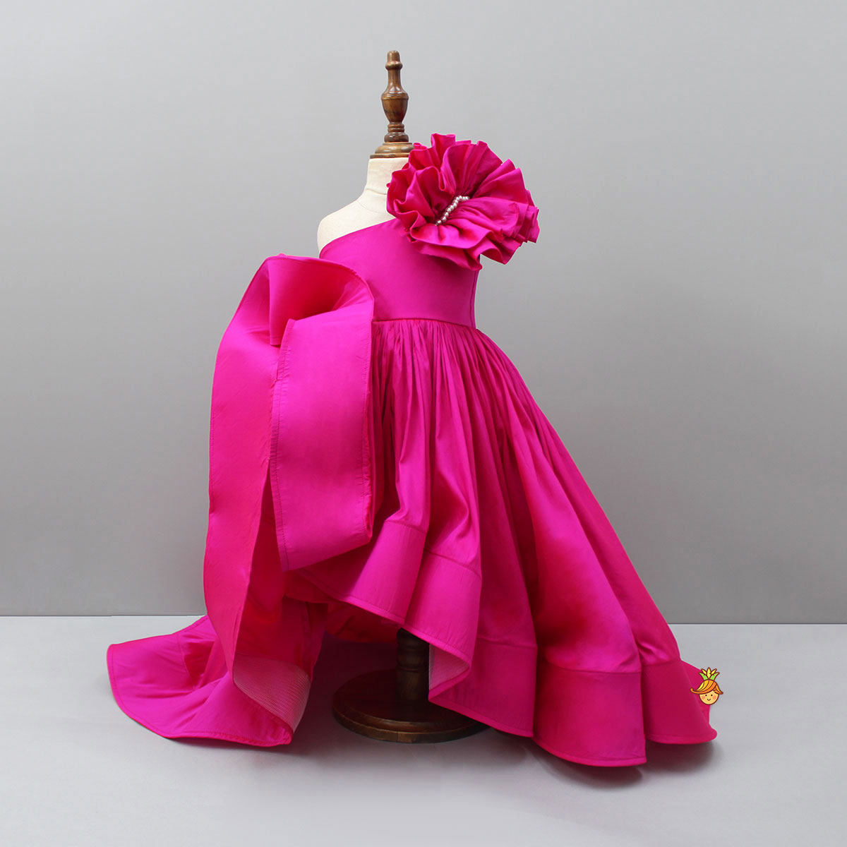 High Low Ruffles Enhanced Pink Gown