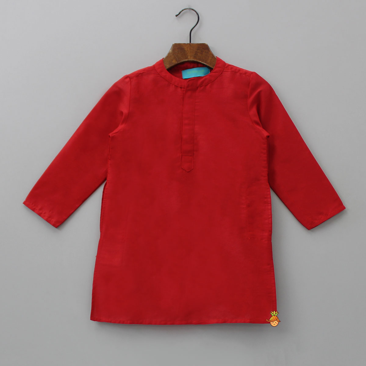 Elegant Red Kurta With Floral Printed Pocket Square Jacket And Dhoti