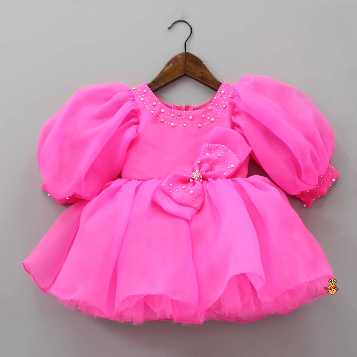 Pre Order: Cut Dana Embellished Gorgeous Pink Dress With Matching Swirled Hair Clip