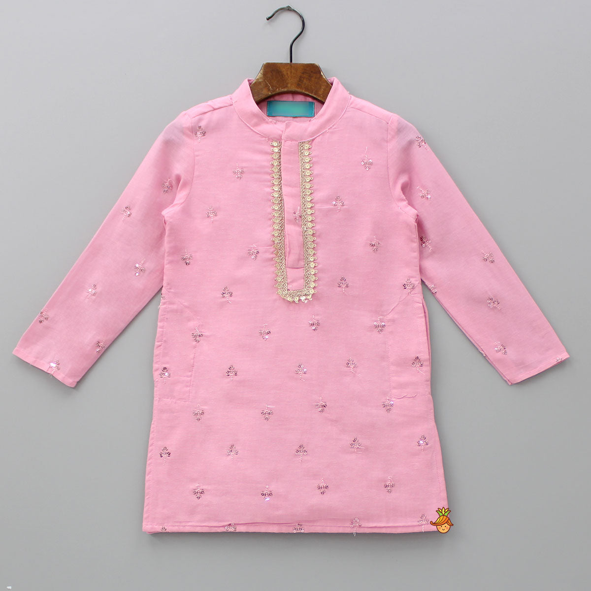 Sequin Embroidered Pink Kurta And Pyjama