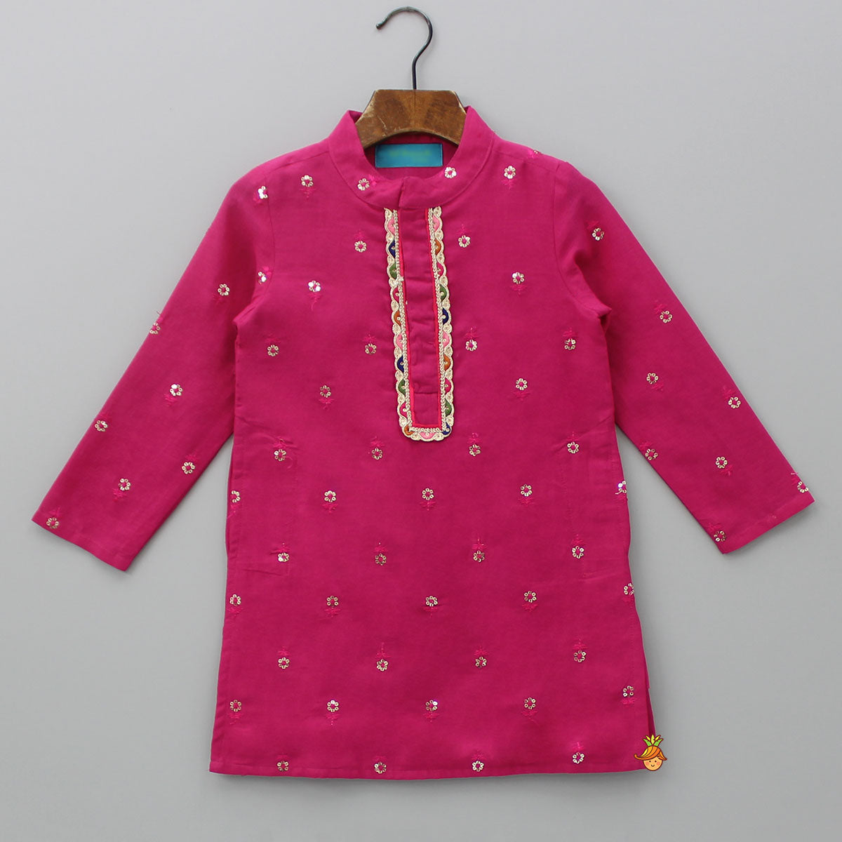 Sequin And Thread Embroidered Pink Kurta