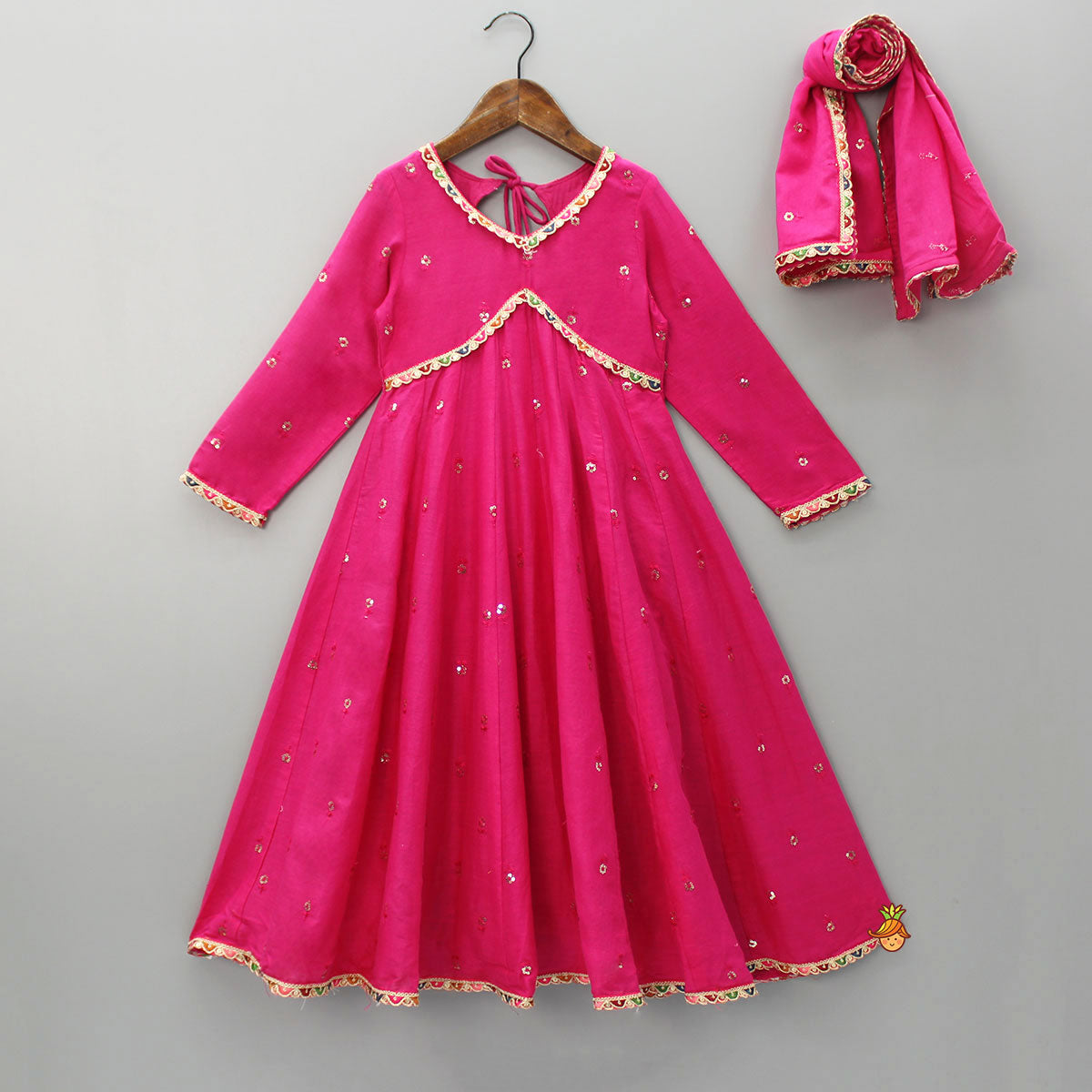 Sequin Embroidered Pink Kurti And Matching Dupatta