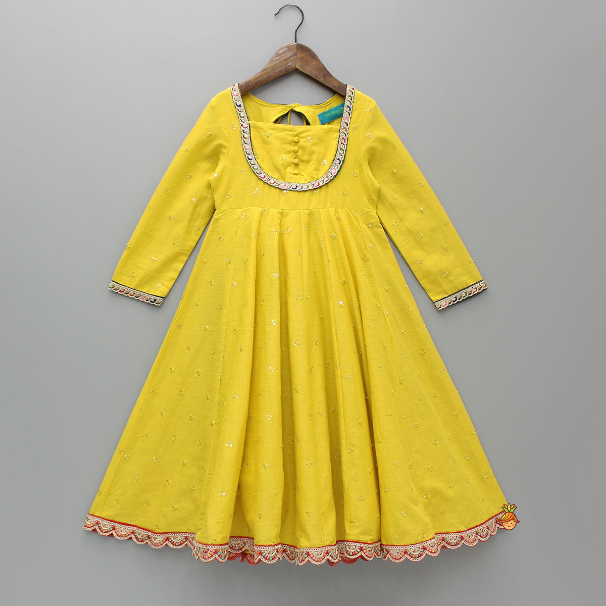 Sequin Detail Yellow Kurti With Matching Dupatta