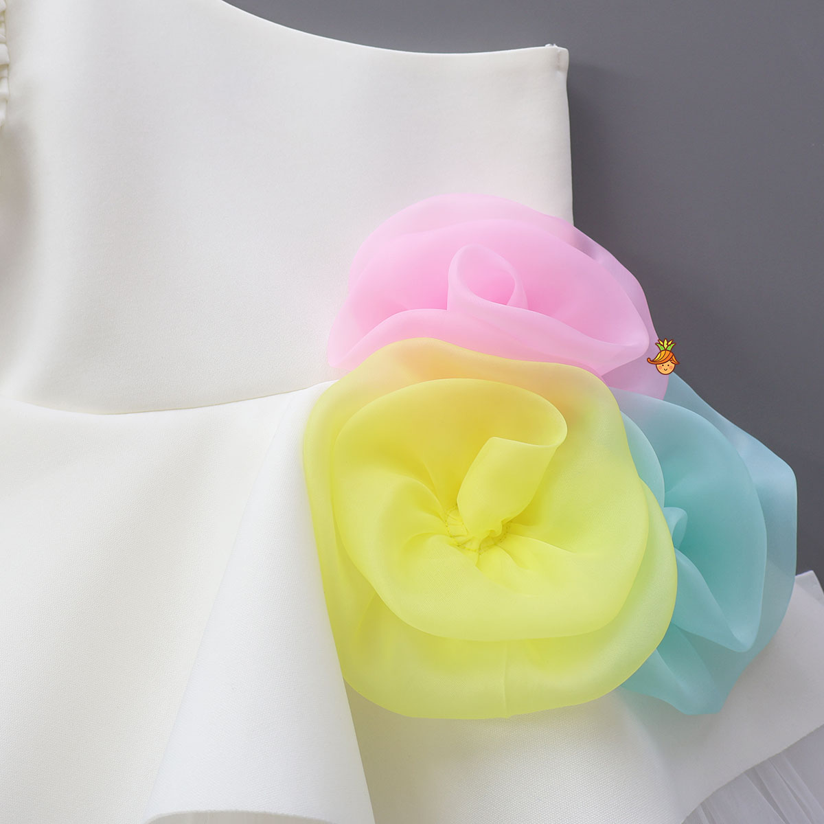 Colourful Flowers Adorned One Shoulder Dress