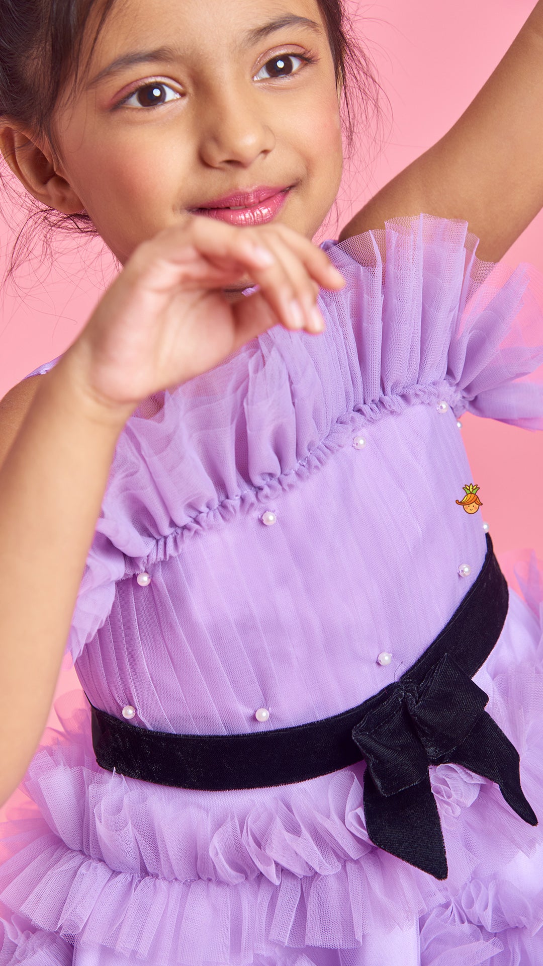 Ruffled Dress With Attached Bowy Belt
