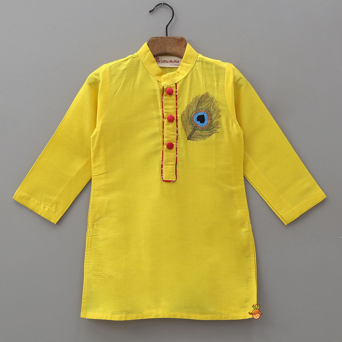 Embroidered Kurta And Dhoti With Krishna Head Band