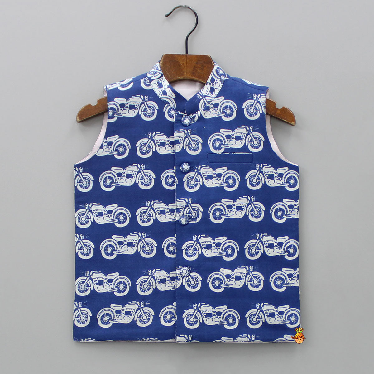 Pre Order: Bike Printed Blue Jacket