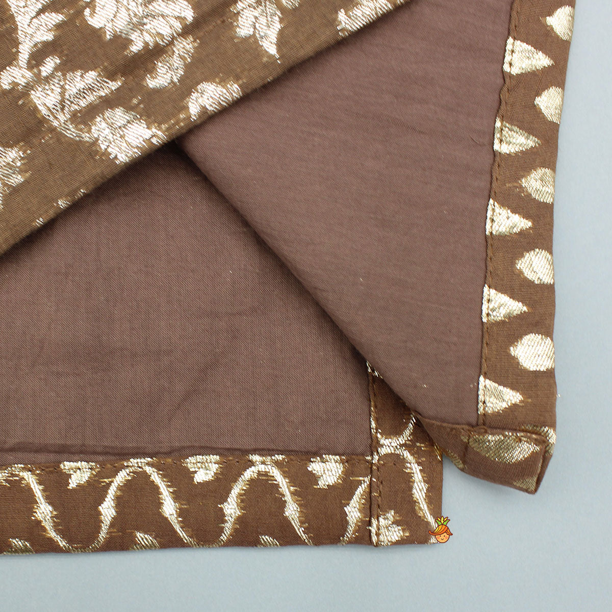 Pre Order: Ethnic Embroidered Brown Kurta With Pyjama