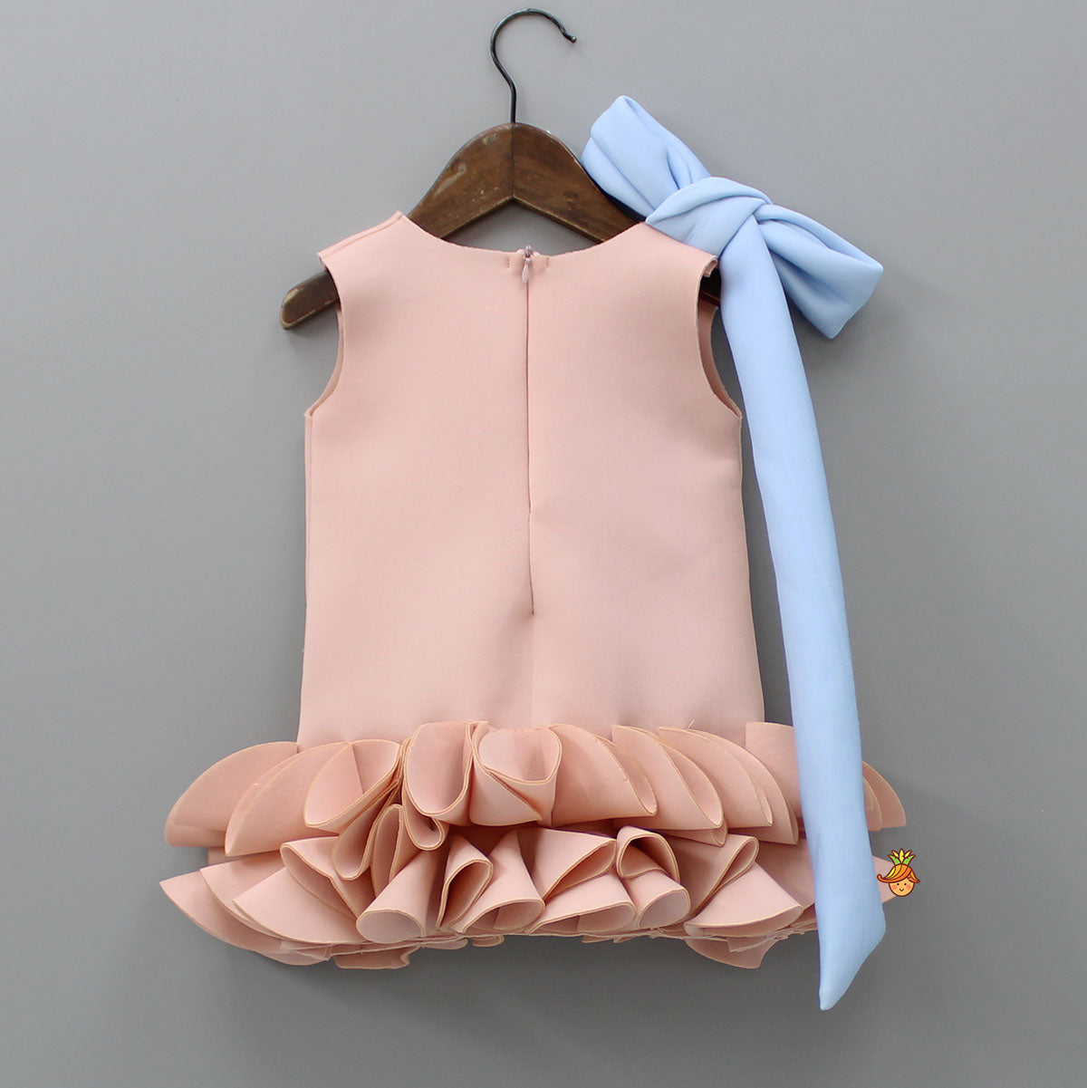 Pre Order: Knot To Tie Bow Enhanced Pleated Ruffle Hem Dress