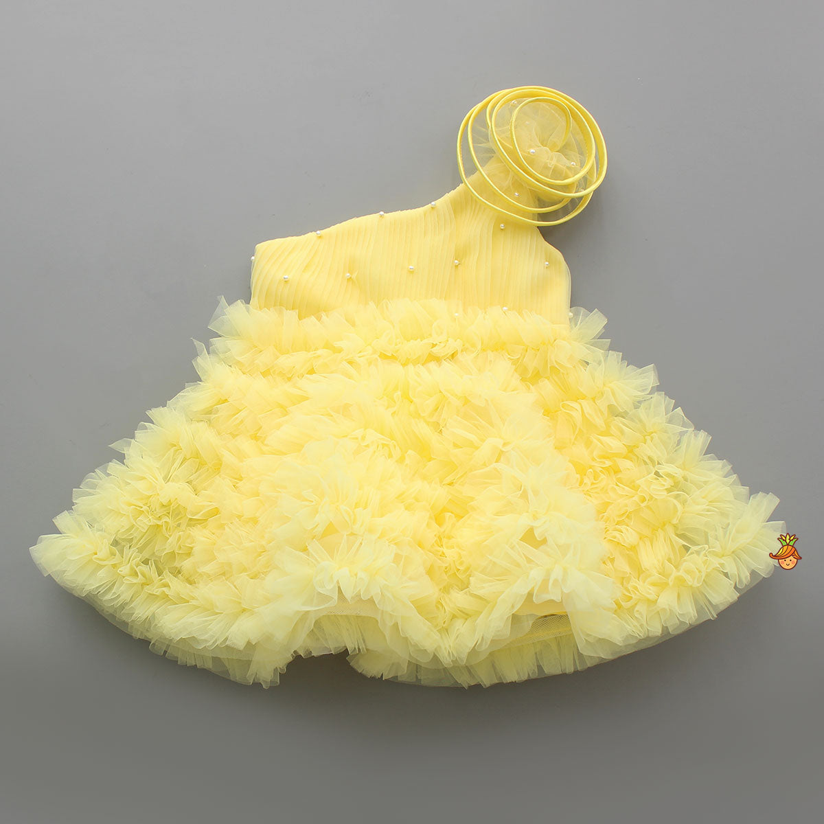 Swirl Enhanced One Shoulder Yellow Dress
