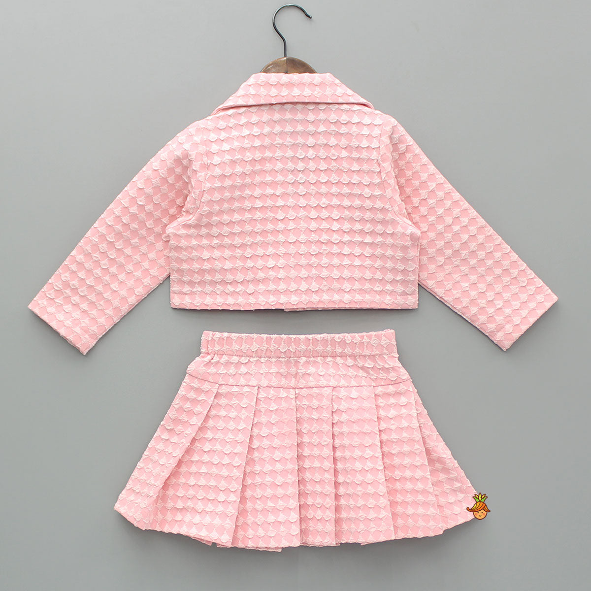 Pre Order: Pretty Pink Shirt Style Top With Pleated Skirt