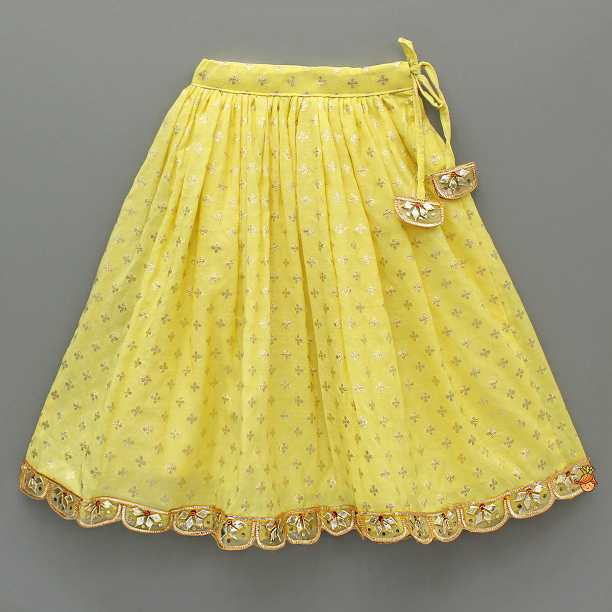 Pre Order: Ethnic Embroidered Yellow Top And Lehenga