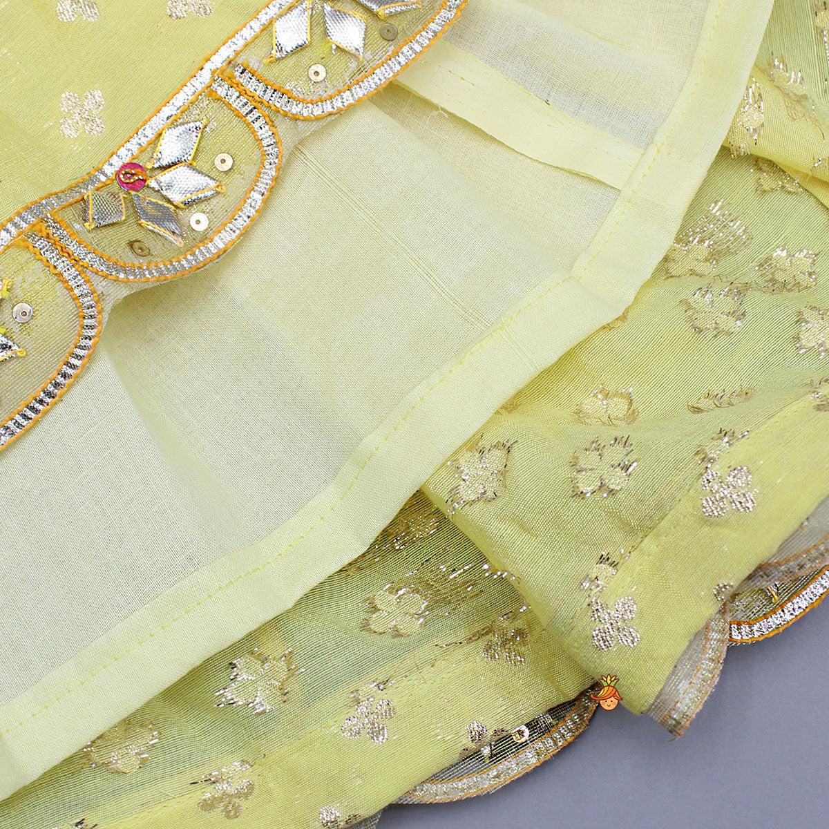 Pre Order: Ethnic Embroidered Yellow Top And Lehenga