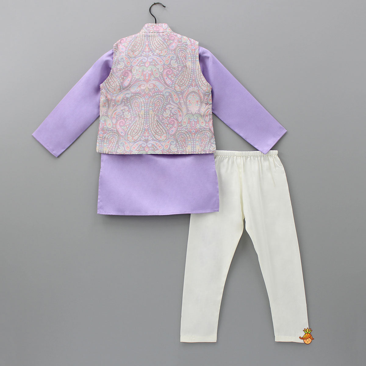 Lovely Lilac Kurta With Embroidered Jacket And Pyjama