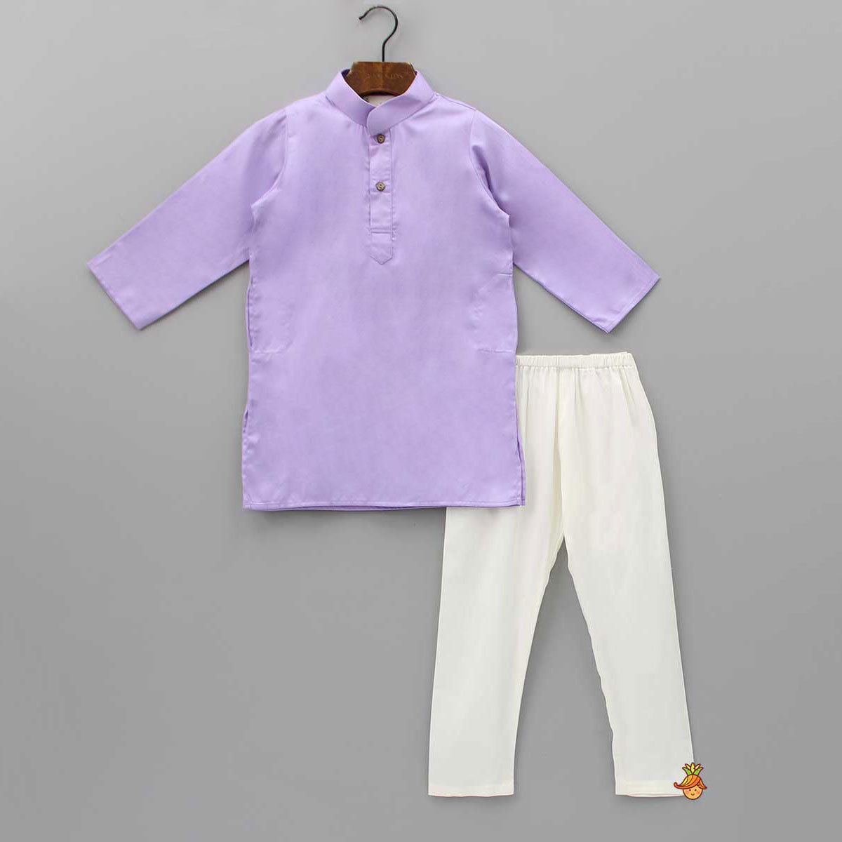 Lovely Lilac Kurta With Floral Embroidered Jacket And Pyjama