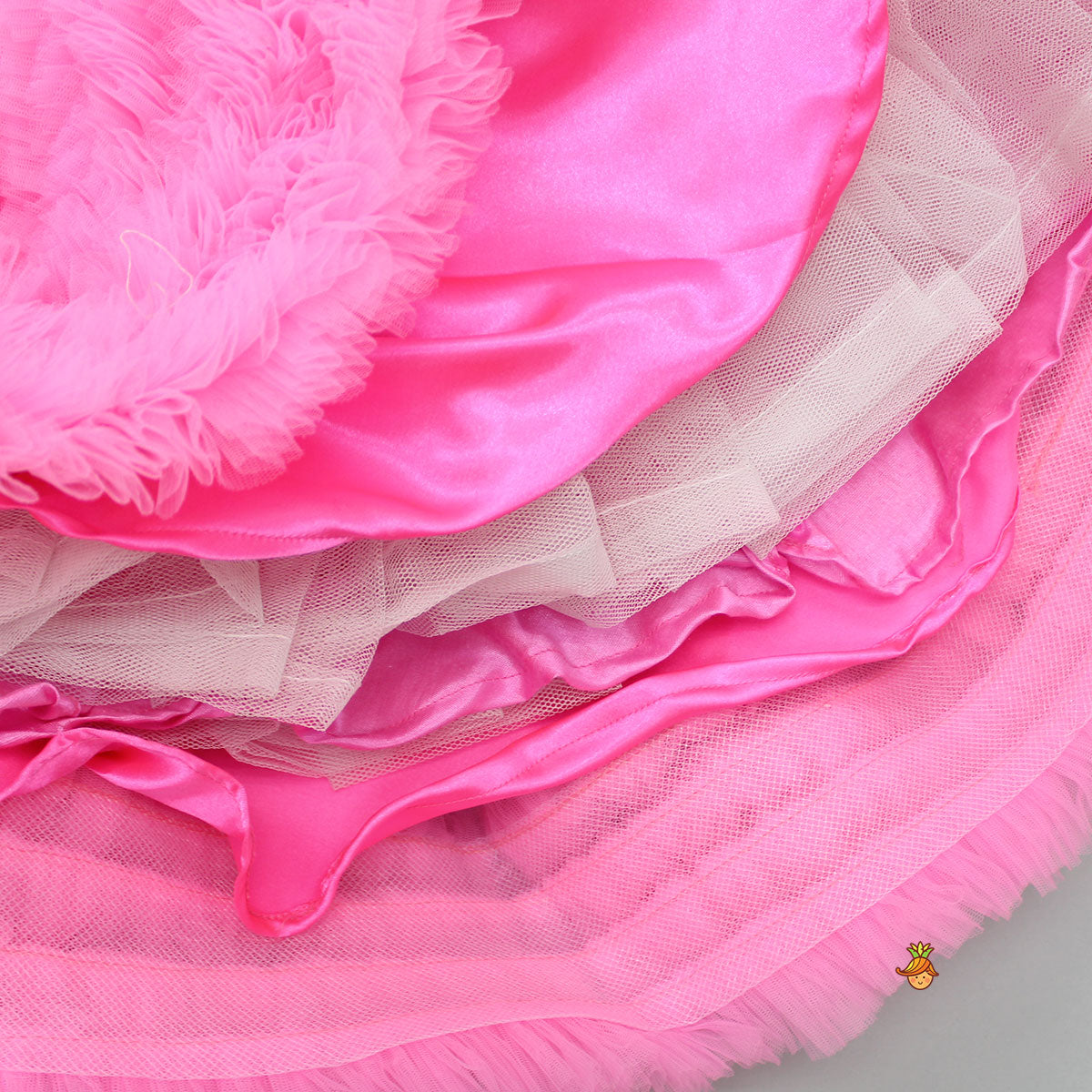 Pre Order: Glamorous Pink Frilled Dress With Detachable Trail And Head Band