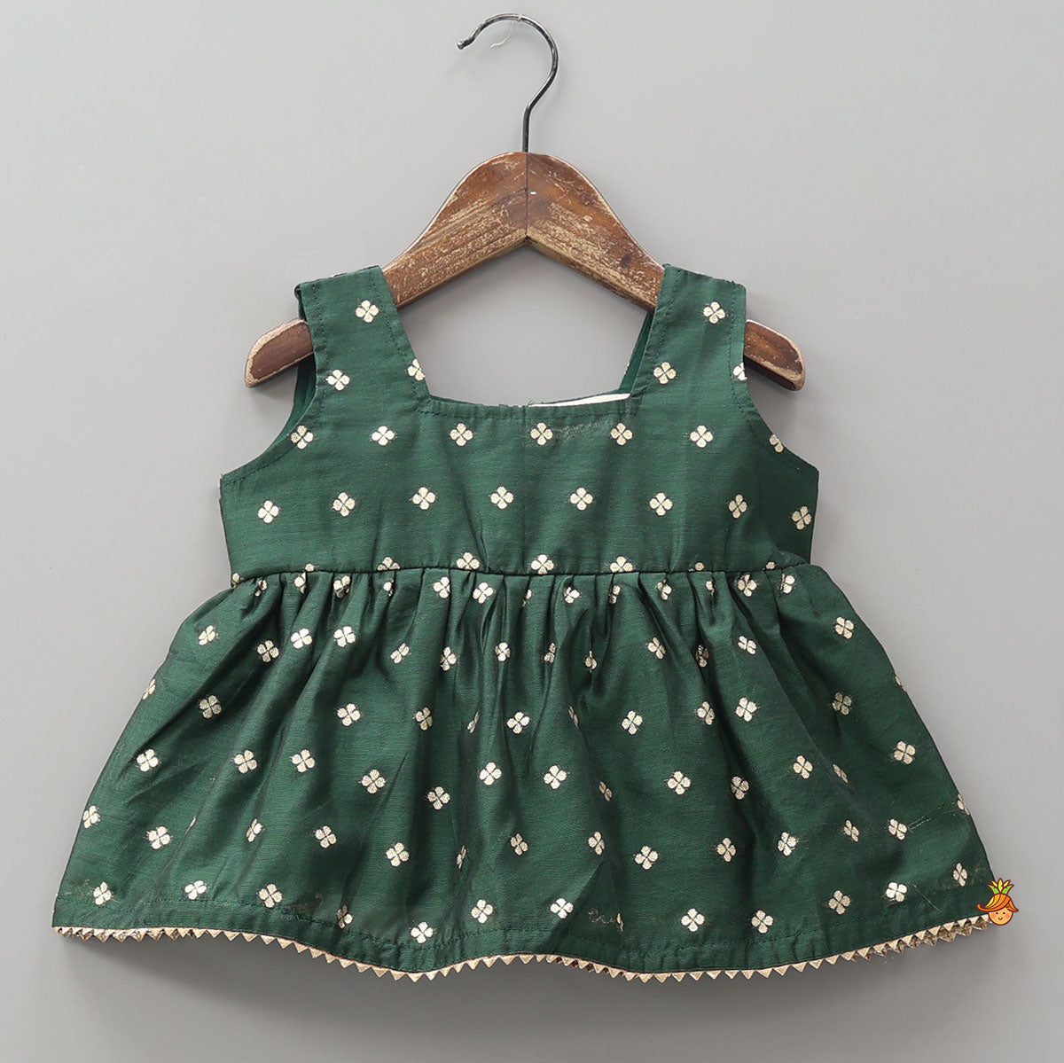 Pre Order: Embroidered Sleeveless Green Peplum Top And Lehenga