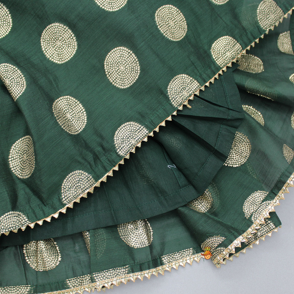 Pre Order: Embroidered Sleeveless Green Peplum Top And Lehenga