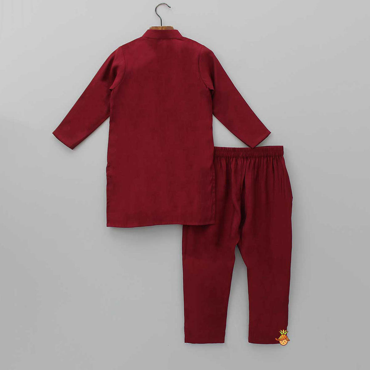 Pre Order: Gota Lace Work Maroon Ethnic Kurta And Pyjama