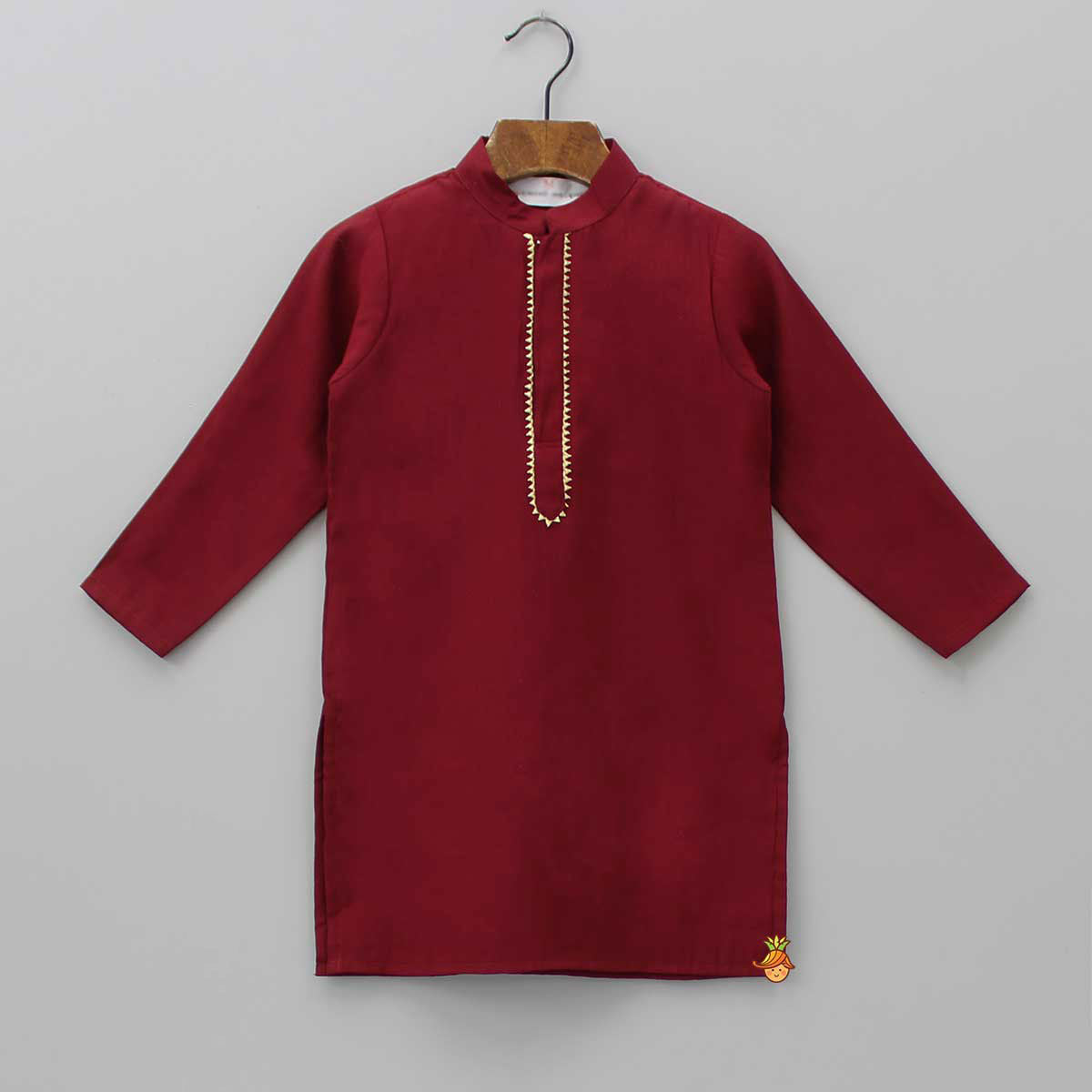 Pre Order: Gota Lace Work Maroon Ethnic Kurta And Pyjama