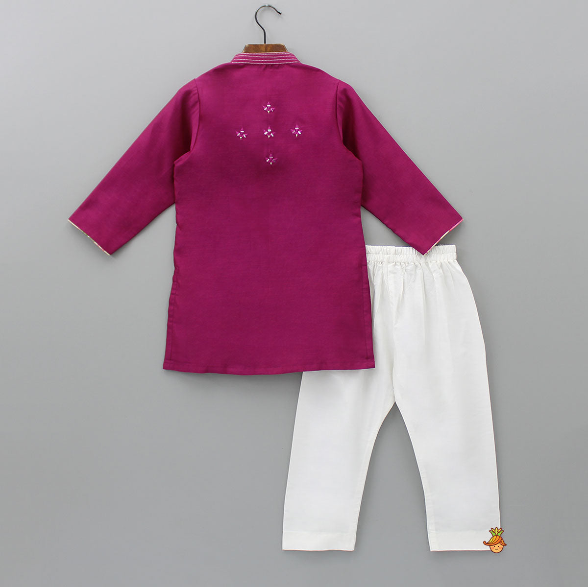 Pre Order: Faux Mirror Work Magenta Kurta And Pyjama