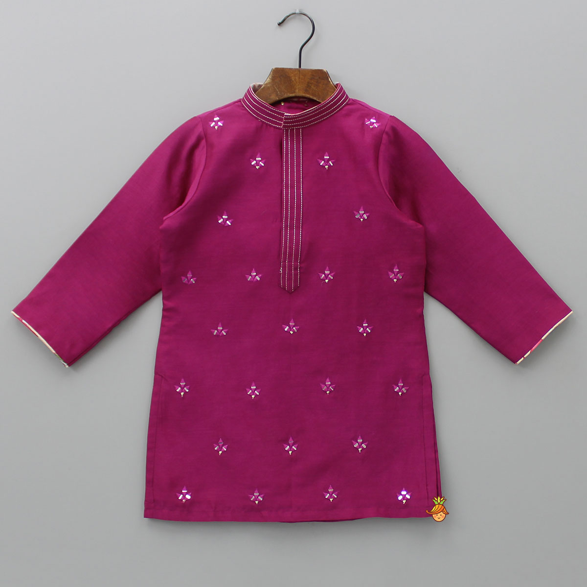 Pre Order: Faux Mirror Work Magenta Kurta And Pyjama