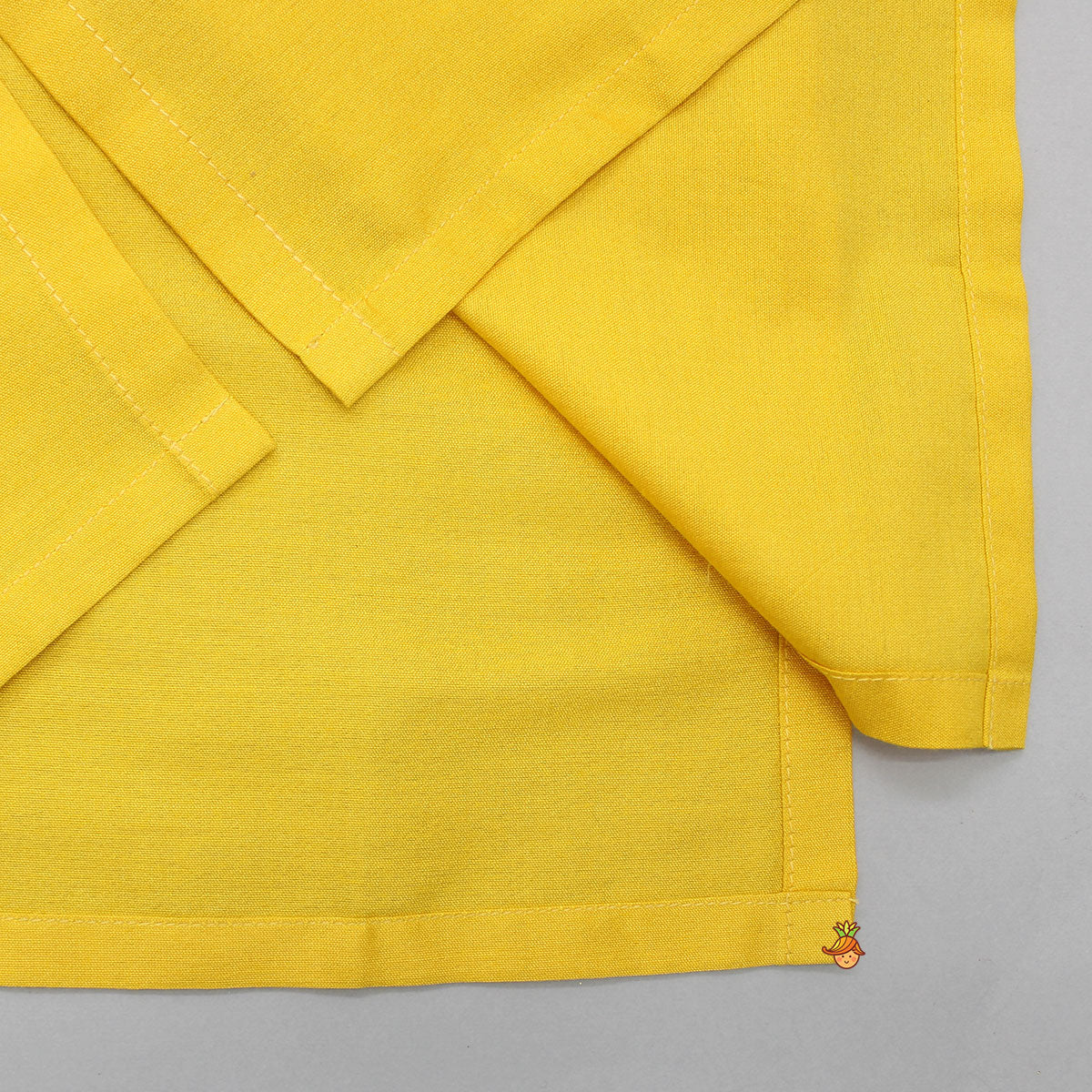 Pre Order: Faux Mirror Work Front Placket Yellow Kurta With Pocket Detail Jacket And Pyjama