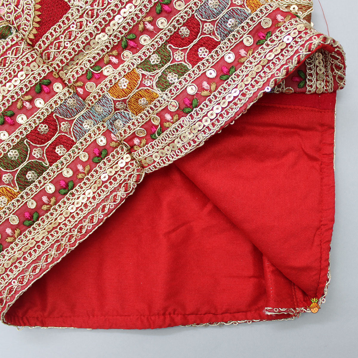 Pre Order: Red Kurta With Beautiful Heavy Embroidered Jacket And Pyjama