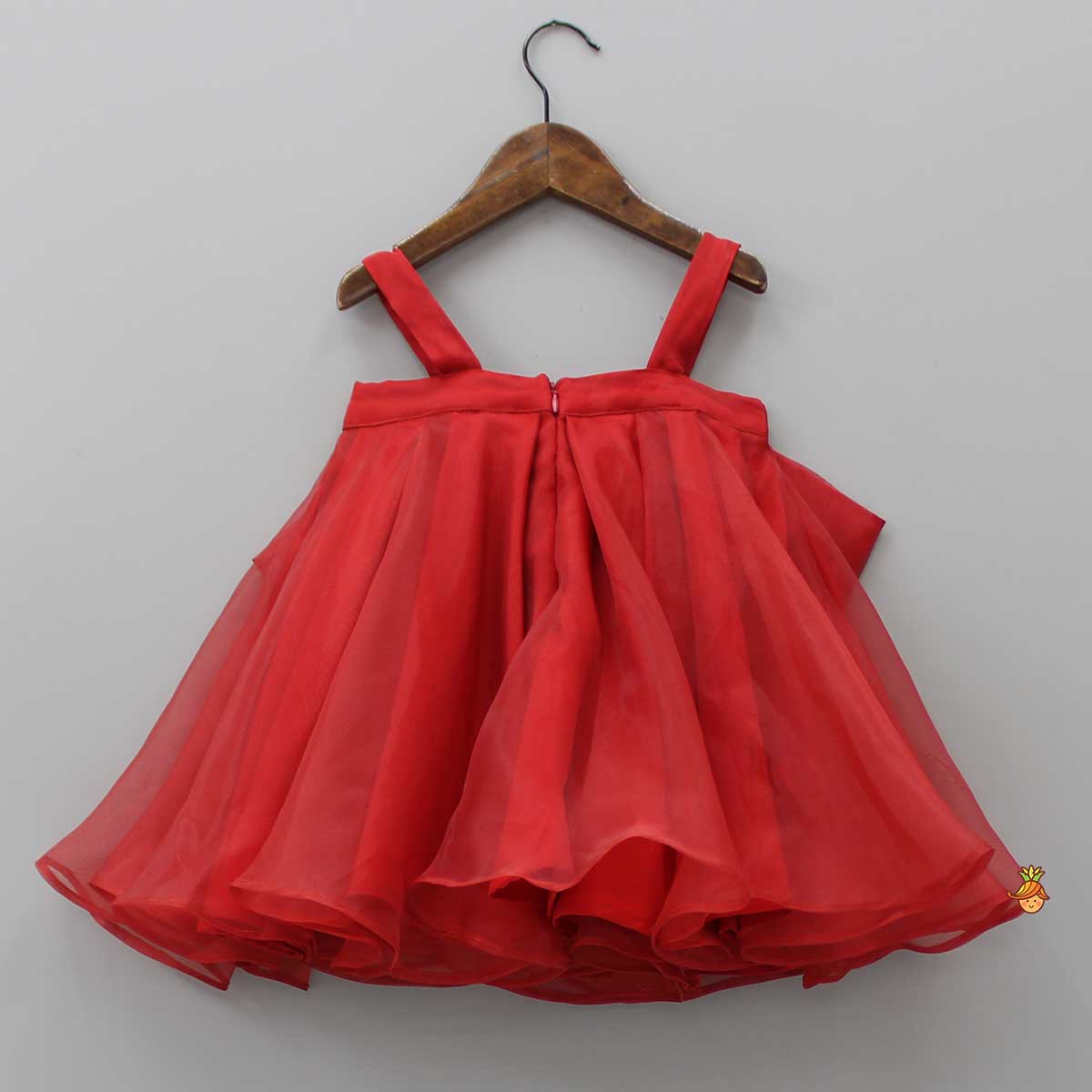 Pre Order: Oversized Bow Organza Red Strappy Dress