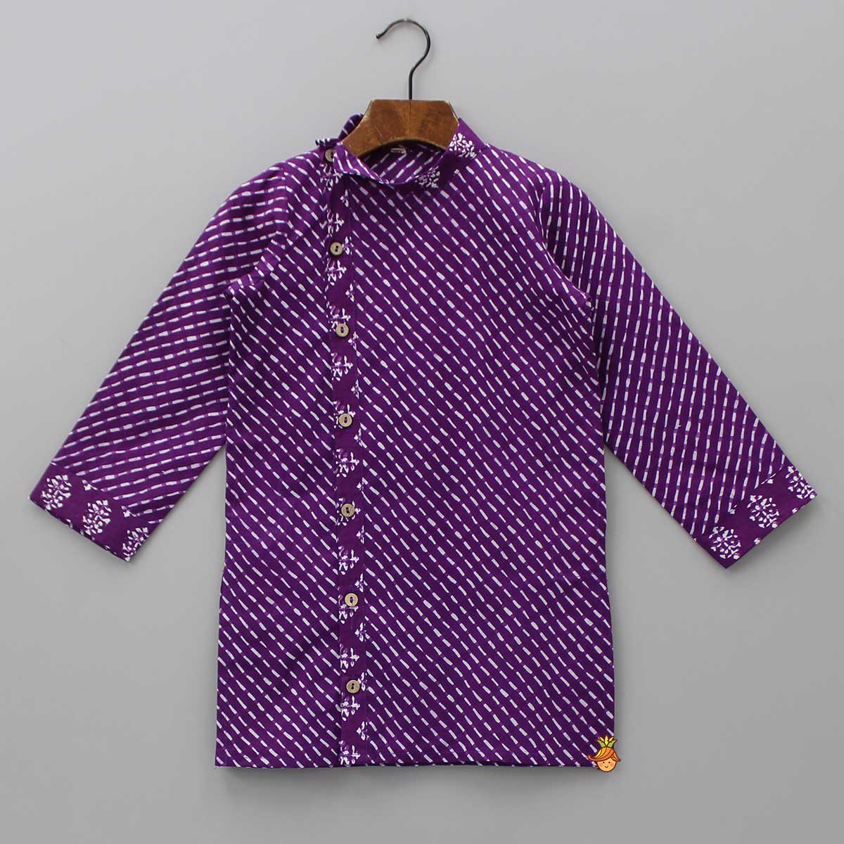 Pre Order: Printed Cotton Purple Kurta And Pyjama