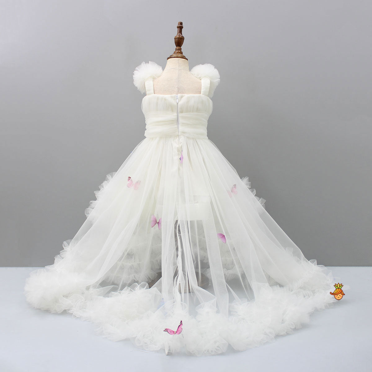 Pre Order: Butterfly Net Off White Trail Dress With Matching Bow Hair Clip