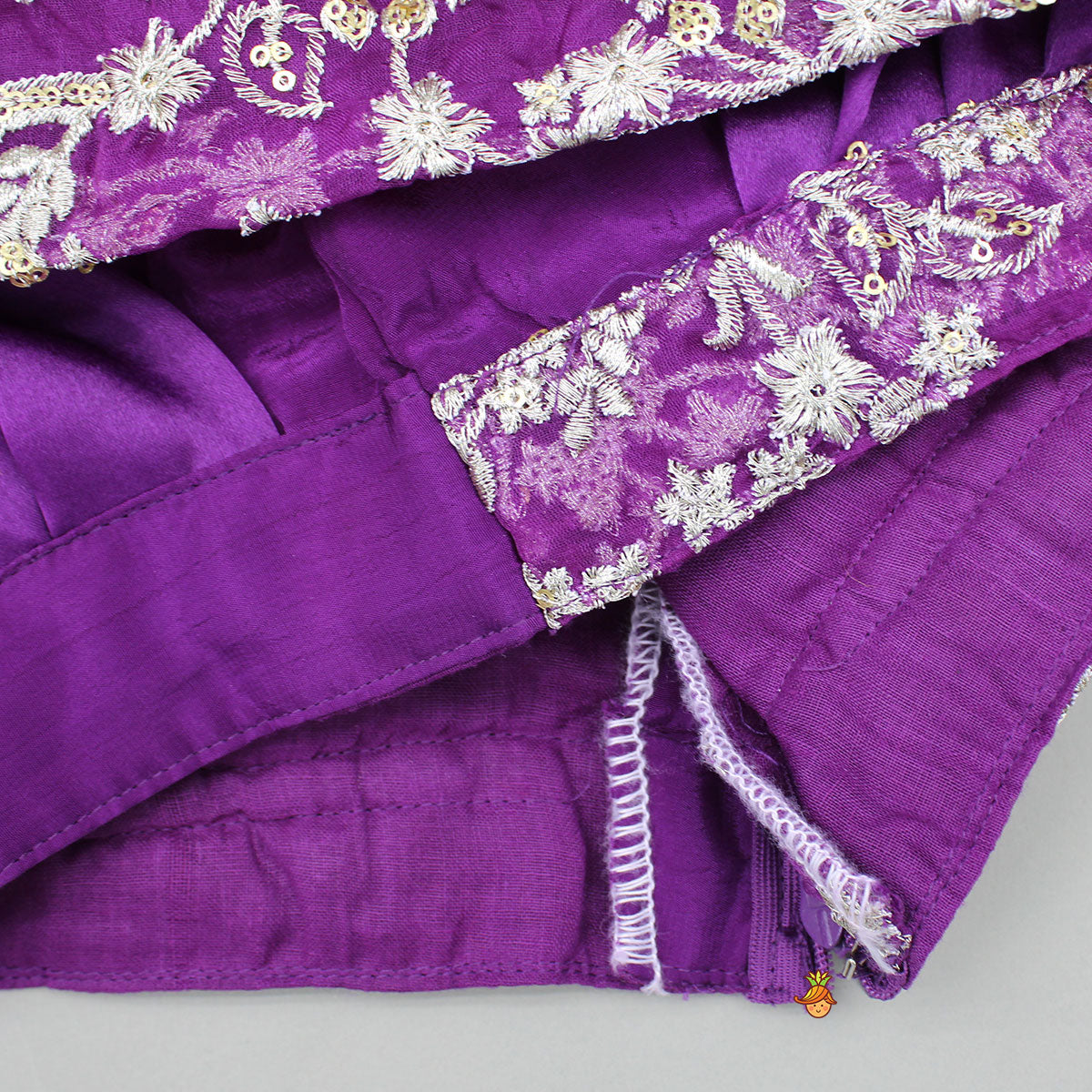 Pre Order: Stylish Overlap Purple Top And Layered Lehenga