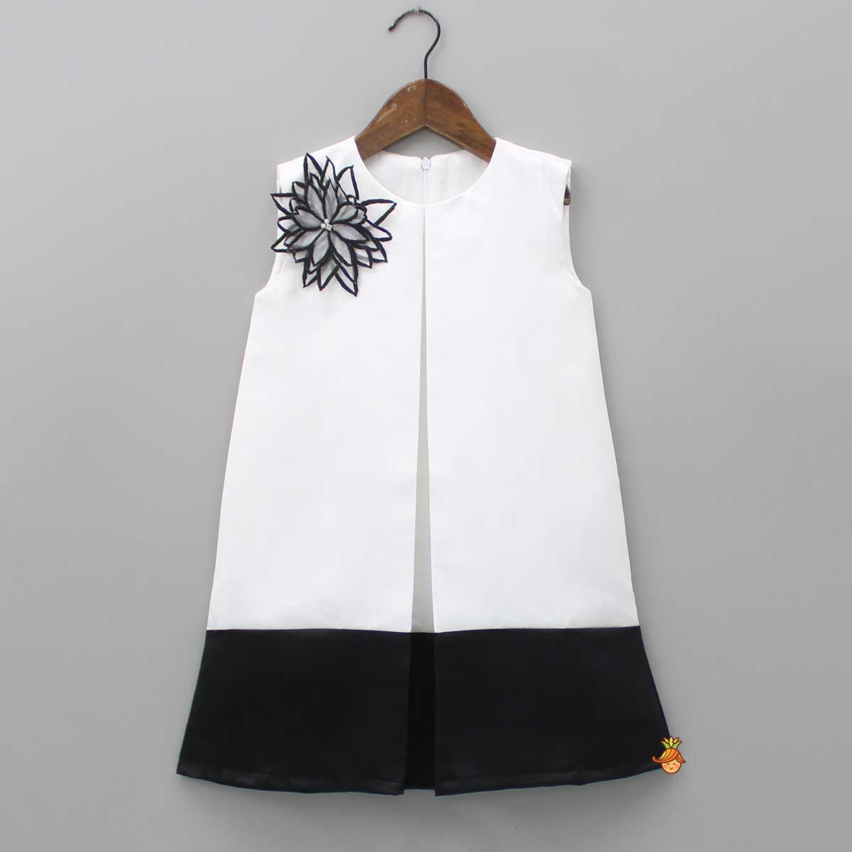 Pre Order: Contrasting Flower Adorned Dual Tone Dress