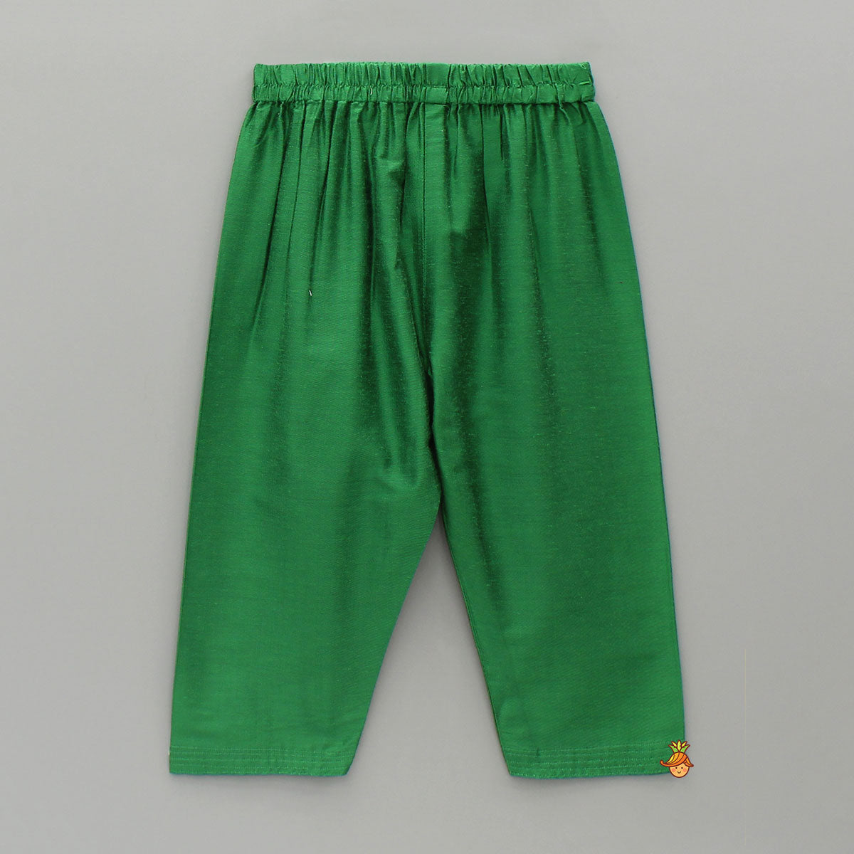 Pre Order: Attached Brocade Flap Green Kurta And Pyjama