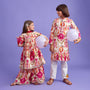 Multicolour Pleated Hem Kurta And Pyjama twinning model image 1
