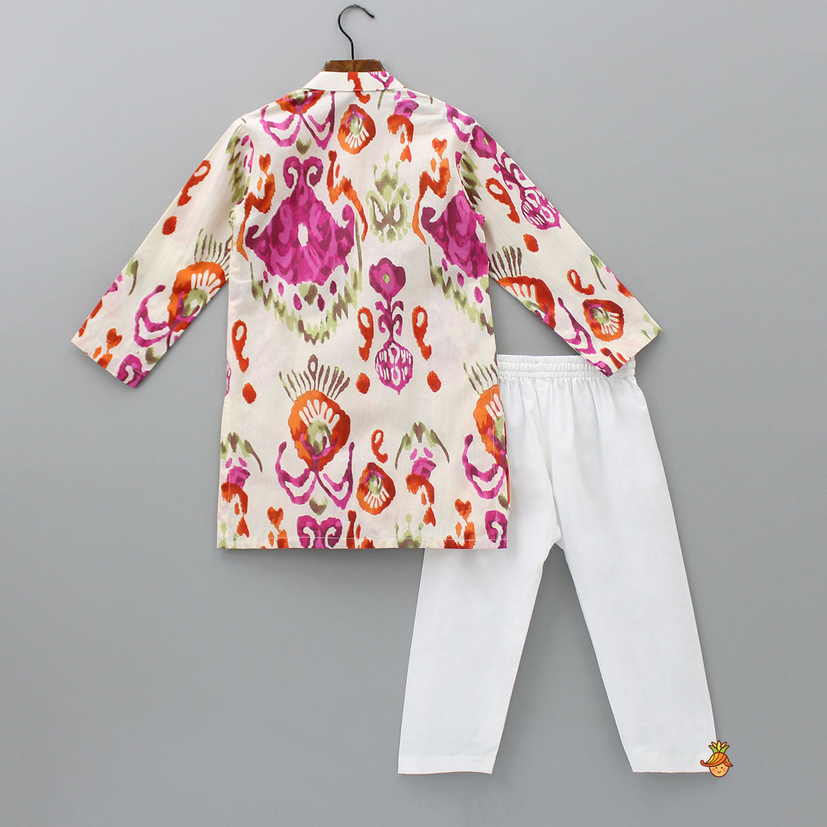 Pre Order: Multicolour Pleated Hem Kurta And Pyjama