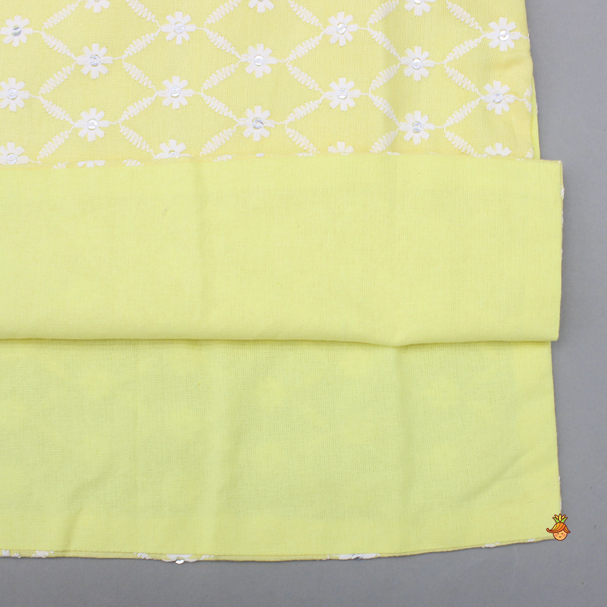 Pre Order: Ethnic Sequins And Thread Embroidered Yellow Kurta With Pyjama