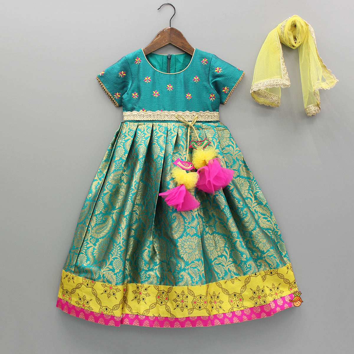 Pre Order: Gorgeous Brocade Anarkali And Yellow Dupatta