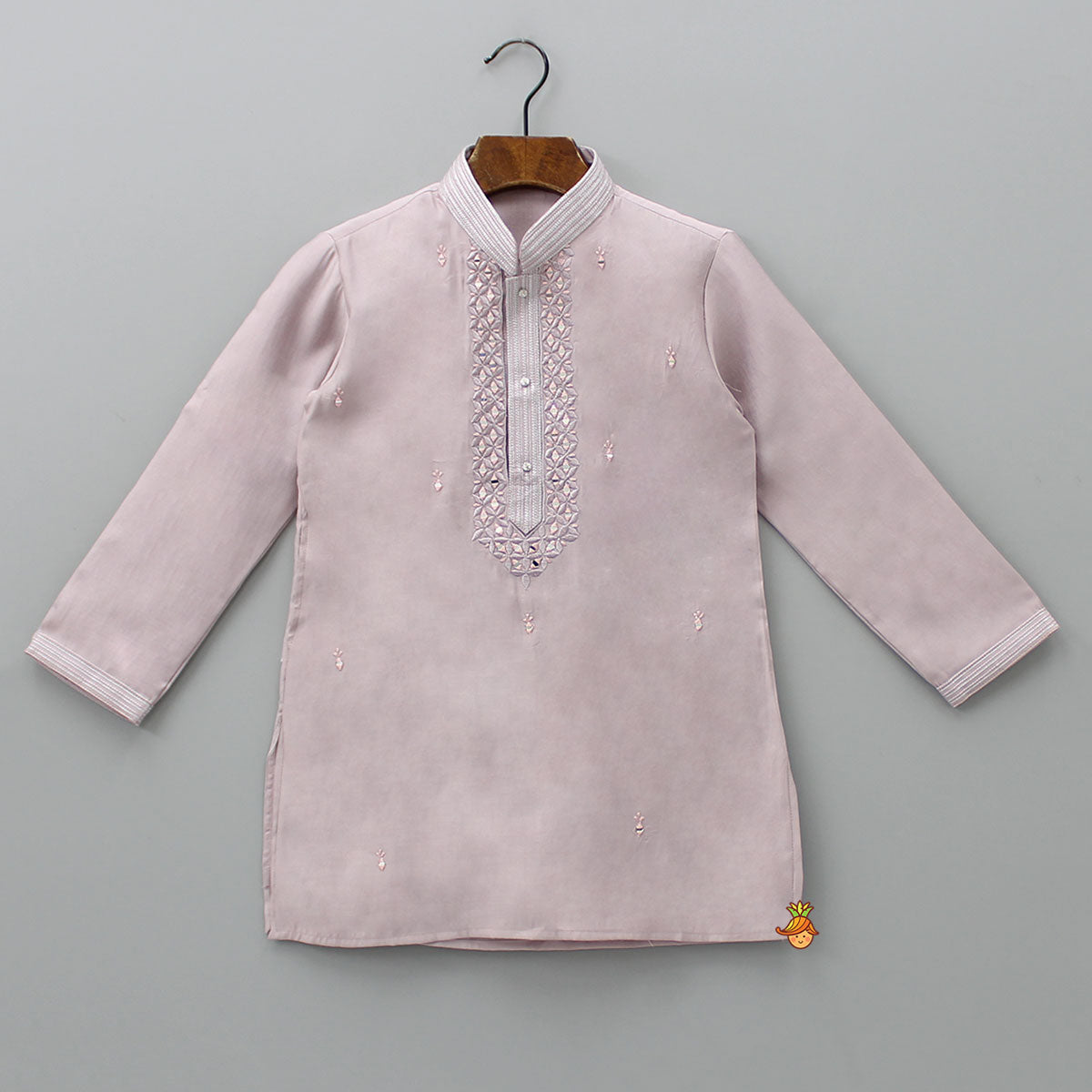 Faux Mirror Work Front Placket Kurta And Pyjama