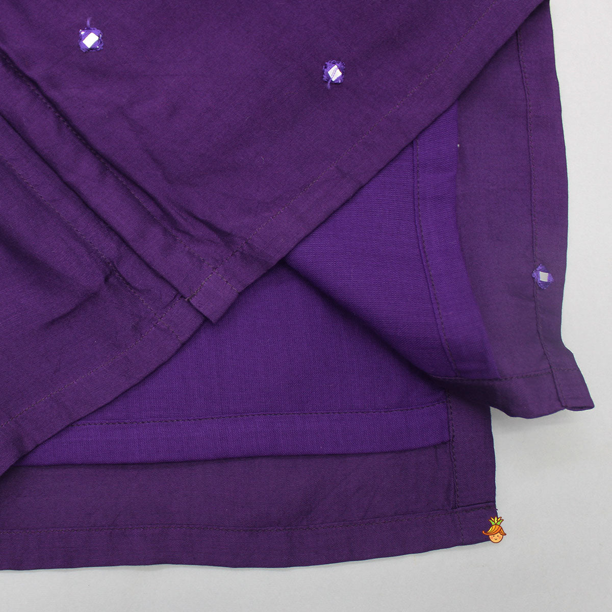 Pre Order: Purple Faux Mirror Work Kurta With Pyjama