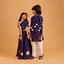One Shoulder Blue Top And Floral Lehenga twinning model image 2
