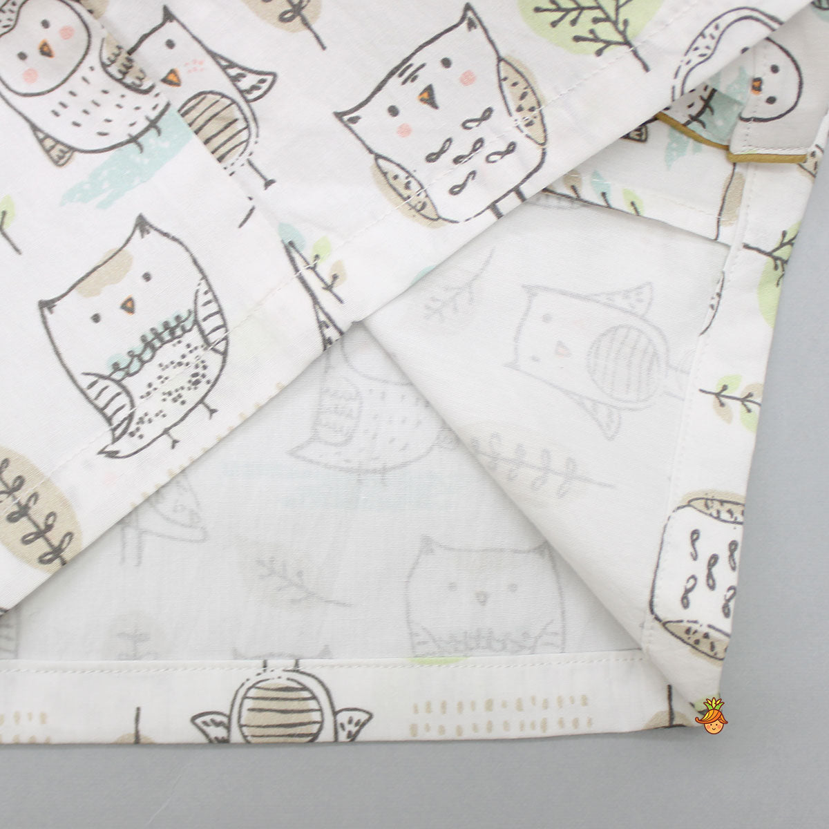 Pre Order: Owl Printed Off White Sleepwear