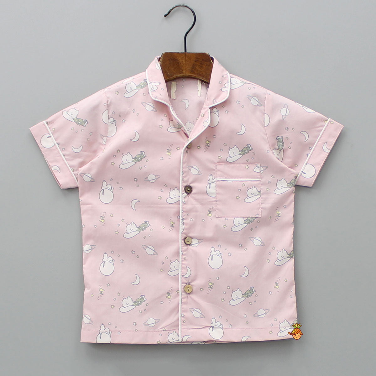 Pre Order: Night Theme Printed Pink Sleepwear