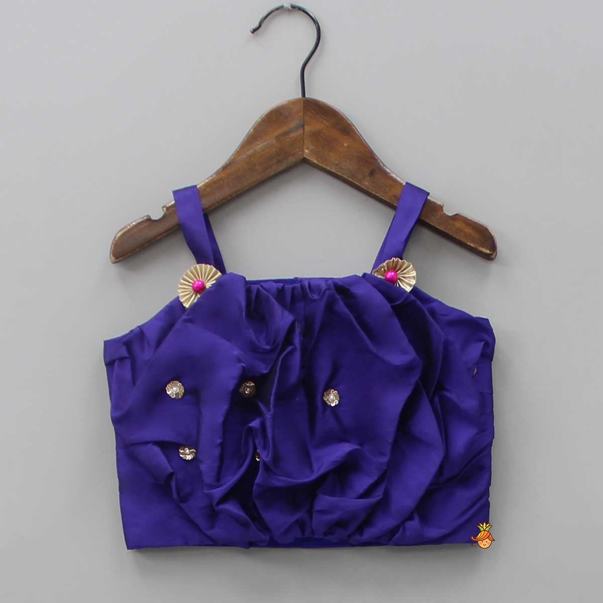 Pre Order: Puffy Gathered Yoke Purple Top And Lehenga