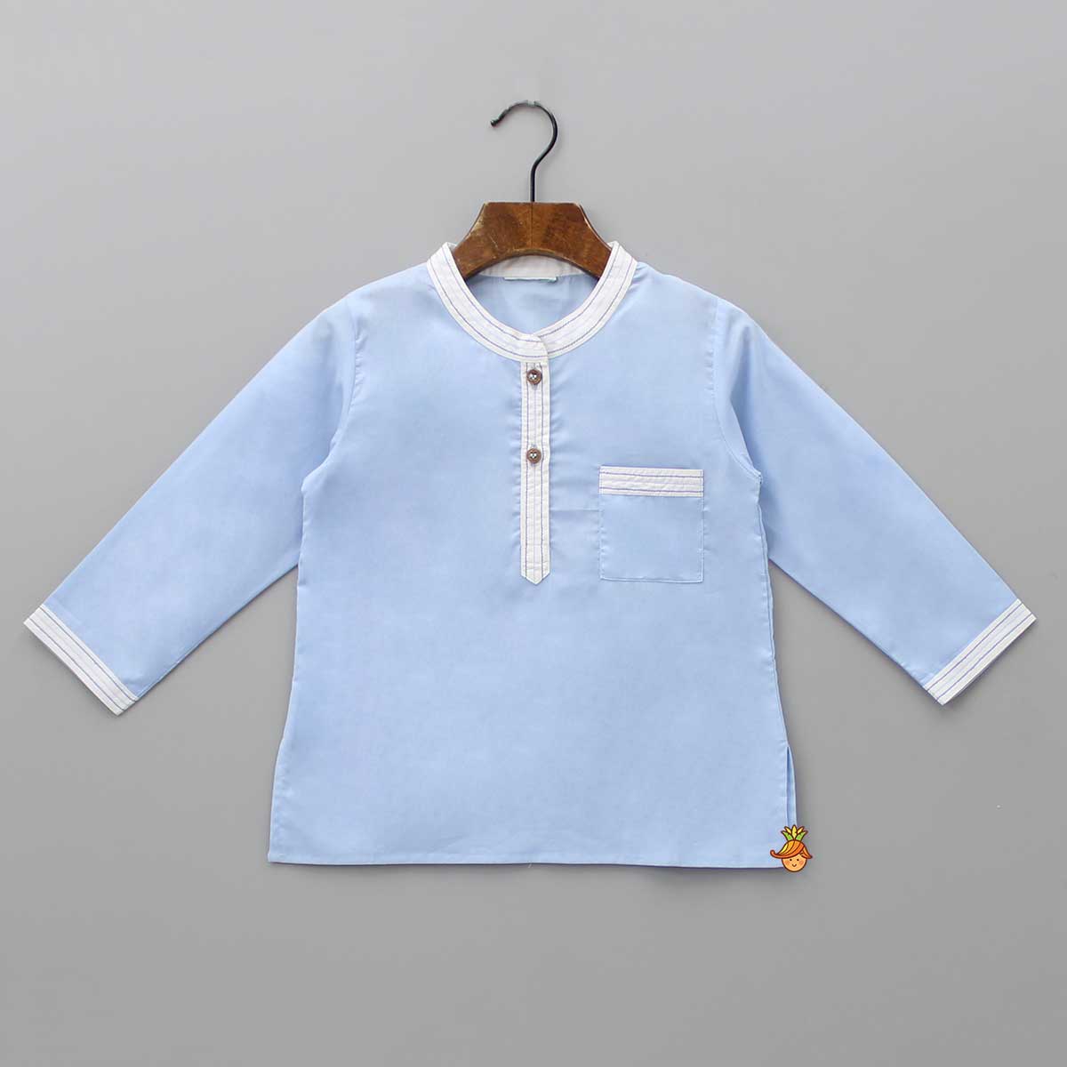 Patch Pocket Detailed Blue Sleepwear